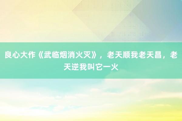 良心大作《武临烟消火灭》，老天顺我老天昌，老天逆我叫它一火
