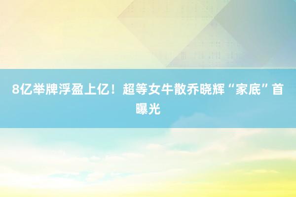 8亿举牌浮盈上亿！超等女牛散乔晓辉“家底”首曝光