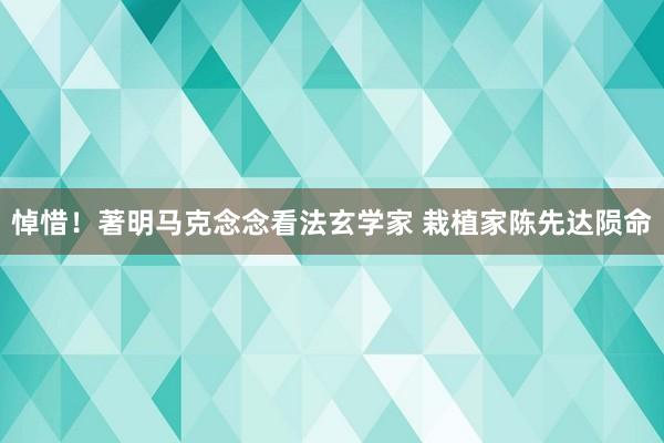 悼惜！著明马克念念看法玄学家 栽植家陈先达陨命